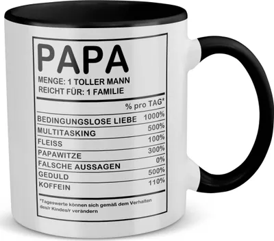 Produktbild von 22Feels Papa Geschenk Vatertag Vater Tasse Geburtstag Kaffeetasse Männer Weihnachten Haferl (Weiss-Schwarz)