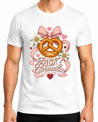 Imagen del producto de Zack! Pretzel, Edelweiss, camisa tradicional, pantalones de cuero, vestido tradicional, camiseta para hombre, blanco, talla XL