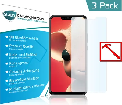 Produktbild von 3 x Slabo PREMIUM Panzerglasfolie für Huawei P Smart + KLAR "Tempered Glass" 9H (verkleinerte Folien) Schutzglas Schutzfolie Displayglas