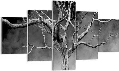 Produktbild von Bild auf Leinwand - Leinwandbild - 5 Teile - Schwarzweiß Äste Rauch - 125x70cm - Wand Bild - Wanddeko - Wandbilder - Leinwanddruck - Bilder - Wanddekoration - Leinwand bilder - EA125x70-4346
