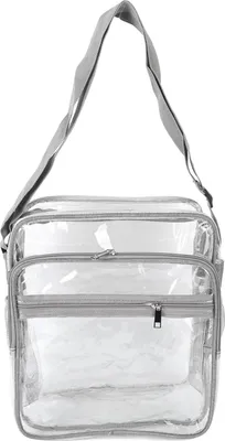 Image de Sac à bandoulière transparent en PVC, gris, léger et spacieux – idéal pour les voyages, les concerts et les événements sportifs