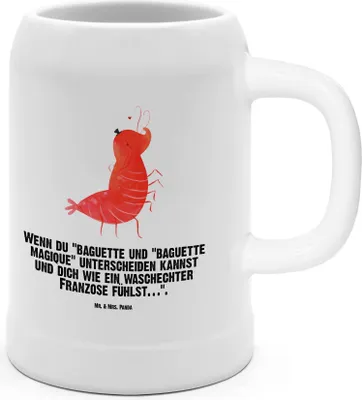 Produktbild von Mr. & Mrs. Panda Krug Garnele Franzose - Weiß - Geschenk, Bier Seidel, Krabbe, Urlaub, Keramikkrug, Steinkrug, Humpen, Französisch