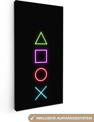 Produktbild von MuchoWow® - Leinwandbilder - Gaming - Neon - Konsole - Schwarz - Controller - Gaming, Wandbild, Wanddeko Bilder Wohnzimmer, 20x40 cm