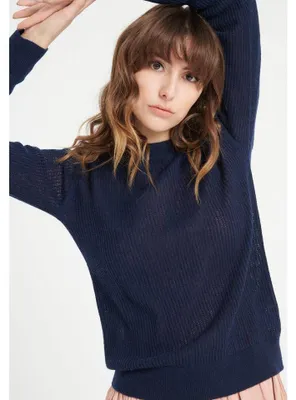 Produktbild von Studio Cashmere8 Damenpullover mit Rundhalsausschnitt LILLY 23 - Marineblau - Größe 2XL