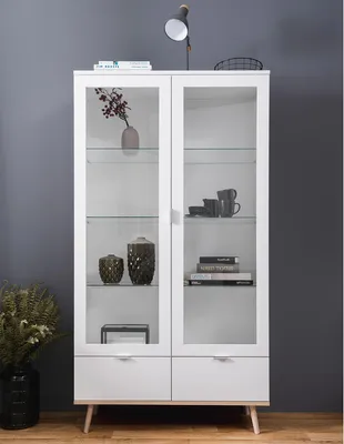 Produktbild von Vitrine Standvitrine Glasvitrine Vitrinenschrank Holzvitrine Schrank "Dalarna I"