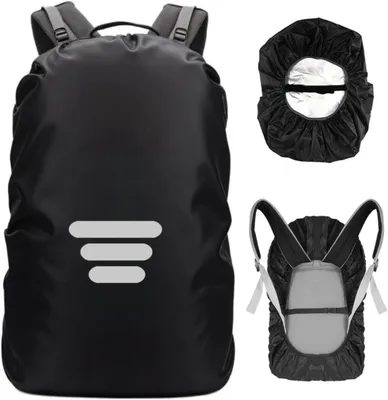 Produktbild von Wasserdichte Rucksack Regenhülle, 3 Reflektierende Streifen, Verstellbarer Antirutschverschluss, Schwarz, M