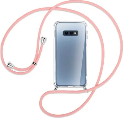 Produktbild von Handykette Backcover-Schutzhülle mit Band (Metall silberfarben) für Samsung Galaxy S10e - rosa