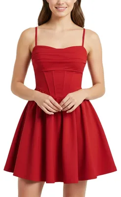 Immagine prodotto di Abito da cocktail a trapezio con pieghe - Colore rosso - Taglie dalla XS alla XL