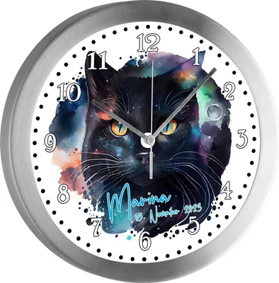 Produktbild von Kinderzimmer Funkwanduhr, Funkuhr Wanduhr Kinder, Katze 25 cm