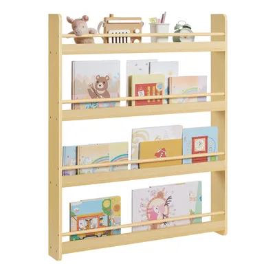 Produktbild von SONGMICS Bücherregal Kinder, Kinderregal mit 4 Ebenen, Spielzeugregal, Wandregal, naturfarben
