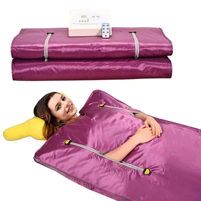 Obrázek produktu pro Sauna přikrývka, dvouzónové topení, přenosný design, fialová barva, 220V EU zástrčka-b