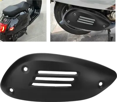 Produktbild von Schwarz Motorrad-Auspuffrohrabdeckung, Edelstahl-Schalldämpfer, Hitzeschild, Gehäuseschutz, Ersatz für VESPA GTS 125 250 300 GTV 2013–2021