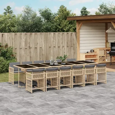 Produktbild von 2025 cloris Gartenmöbel Set Balkonmöbel-Set 13-tlg. Garten-Essgruppe mit Kissen Beigemischung Poly Rattan - Gartenmöbelgarnituren Sale2727516 6parcel