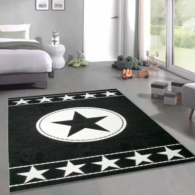 Zdjęcie produktu dla Dywan dziecięcy Dywan do zabawy Dywan do pokoju dziecięcego Gwiazda czarny kremowy Rozmiar - 160x230 cm