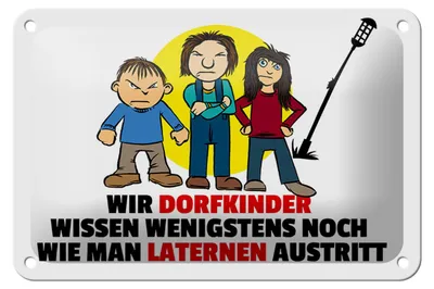 Produktbild von Blechschild Spruch 18x12cm Dorfkind wie man Laterne austritt