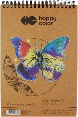 Produktbild von Spiral Skizzenbuch 170x250mm 80 Blätter 70g Butterfly Happy Color