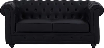 Produktbild von 2-Sitzer-Sofa aus schwarzem Ökoleder - CHESTERFIELD