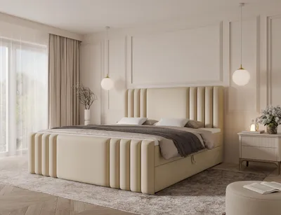 Produktbild von Emlar Boxspringbett Sava MAX 180x200 - Bett mit Matratze und Topper - Boxspringbett mit Bettkasten und Matratze - Boxspringbett Beige (Magic Velvet 2250)