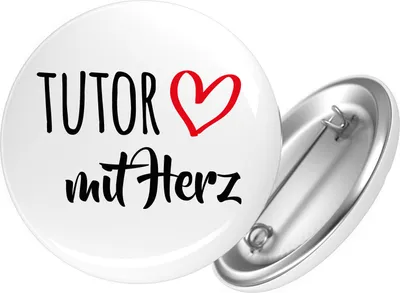 Produktbild von Huuraa Button Tutor mit Herz 25mm rund mit Sicherheitsnadel Ansteckbutton Geschenkidee