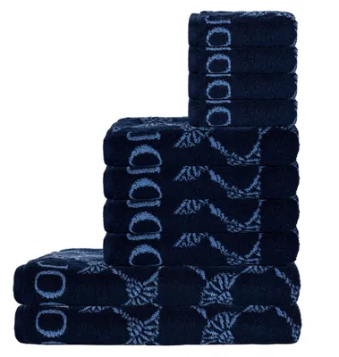 Handtuchset 10-teilig, 2×Duschtuch, 4×Handtuch, 4×Gästetuch, blau