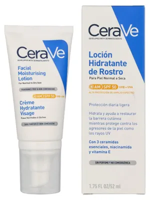 Image de CeraVe Lotion hydratante pour le visage SPF50 52ML pour les peaux sèches
