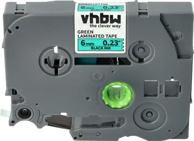 Produktbild von vhbw Schriftband-Kassette kompatibel mit Brother PT 2470, 2460, 2450, 2400, 220, 200-Serie, 2000-Serie Etiketten-Drucker 8m x 6mm Schwarz auf Grün