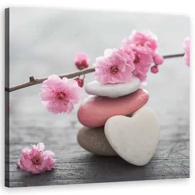 Produktbild von Leinwandbild Wald See Natur 50x50 Feeby Rosa bild für die wand bereit zum aufhängen