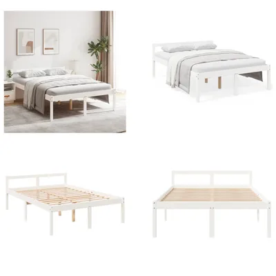 Produktbild von vidaXL Seniorenbett Weiß 120x190 cm Massivholz Kiefer - Seniorenbett - Seniorenbetten - Bett Senioren - Betten Senioren