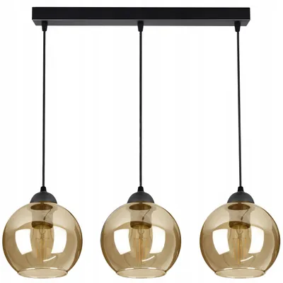 Produktbild von LUXOLAR Pendelleuchte 3-flammig E27 Schwarz - Glasschirme Honig 70 cm