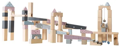 Immagine prodotto di roba pista per biglie, pista per biglie in legno, grande, 100 pezzi, pista per biglie, gioco per attività motorie, componibile in modo variabile