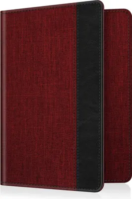Produktbild von Fintie Reisepass Impfpass Schutzhülle - Premium Kunstleder Reisepasshülle Travel Organizer mit RFID-Blockier für Kreditkarten, Ausweis, Reisedokumente Damen Herren, Denim Bordeaux