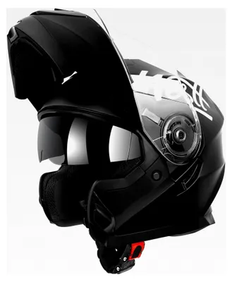 Produktbild von Klapphelm für Motorräder mit Sonnenblende und Doppelvisier – ECE 22.06 – Leichter Integralhelm aus ABS/EPS – Bluetooth vorbereitet – Herausnehmbares und waschbares Innenfutter – Motorradhelm für Damen und Herren