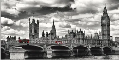 Produktbild von ARTland Wandbild Alu für Innen & Outdoor London Westminster Bridge & Red Buses Größe: 60x30 cm