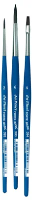 Productafbeelding van Da Vinci penselen set met 3 FORTE basis penselen, rond en plat, blauw