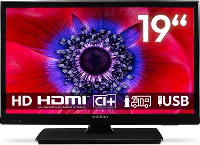 Produktbild von MEDION 47 cm (19 Zoll) HD Fernseher (perfekt für Camping Wohnmobil LKW Garten, 12V KFZ Car-Adapter, Triple Tuner Receiver, HDMI, USB, MD 819000)