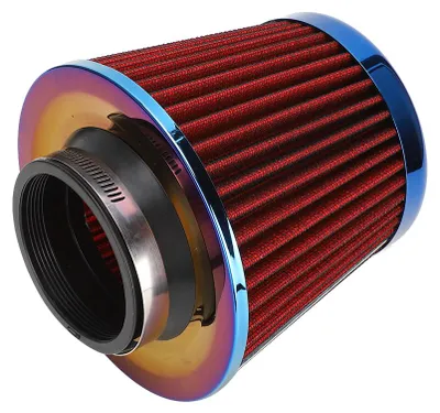 Zdjęcie produktu dla Filtr powietrza grzybowy, czerwony, wykonany ze stopu aluminium, o średnicy 76 mm (2,99 cala), zmodyfikowany