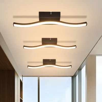 Produktbild von ZMH 3ER stropní svítidlo stropní svítidlo do ložnice obývací pokoj moderní lampa do ložnice černá 6W kuchyňská lampa interiérové vlny designové svítidlo do obývacího pokoje 3000K teplá bílá LED stropní osvětlení do kuchyně předsíň