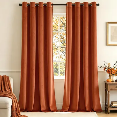 Samtvorhänge rot, 2er-Set, 140x245 cm, thermisch, verdunkelnd