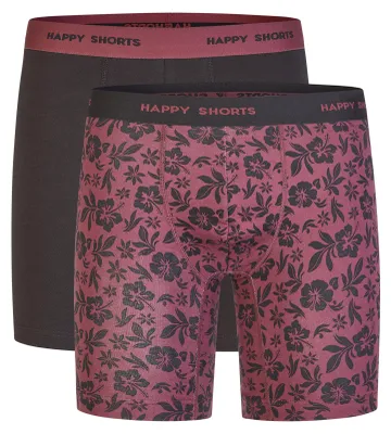 Immagine prodotto di 2 Happy Shorts Jersey Trunk Lunghi Boxer da uomo Bordeaux - Nero