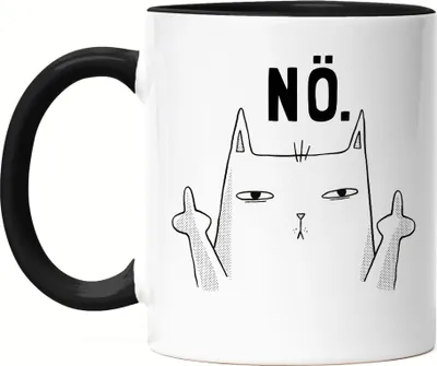 Produktbild von Nö Tasse Schwarz Einfach Nein Lustig Katze unhöflich Spruch Cat Katzenliebhaber Geschenk Kollege Kollegin Büro-Tasse