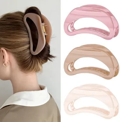 Produktbild von Große Haarklammern für dickes Haar, 12 cm, Damen-Haarspangen mit starkem Halt und rutschfester Ausführung, 3 Stück in Altrosa, Rosenrosa und Fleischrosa