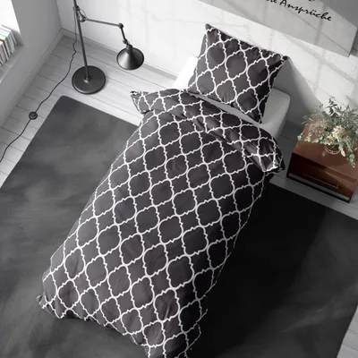 Produktbild von Soma Renforcé Bettwäsche 135 x 200 cm Bettbezug Kopfkissenbezug 80 x 80 cm Maroc anthrazit