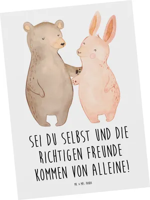 Produktbild von Mr. & Mrs. Panda Grußkarte Neue Freunde finden - Weiß - Geschenk, herzliche Begegnungen, Trost, Ansichtskarte, Ansichtskarten, Unterstützung, Freundschaft knüpfen