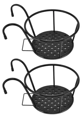 Immagine prodotto di 2 cesti pensili per piante, ringhiera decorativa in ferro multiuso, supporti per piante per terrazza, balcone, veranda