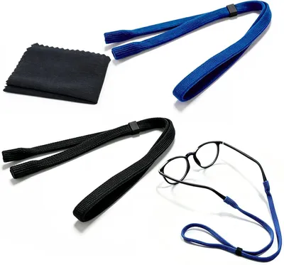 Imagen del producto de Conjunto de 2 bandas para gafas, ajustables, repelentes al agua, antideslizantes, con paño de limpieza, ideales para gafas deportivas