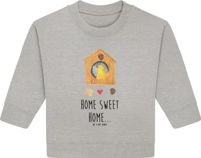 Produktbild von Mr. & Mrs. Panda Organic Baby Pullover Vogelhaus Home 6. - 12. Monat - Heather Grey - Geschenk, Sweet, Bullover, Vogel, Umzug, Lustige Sprüche, Haus
