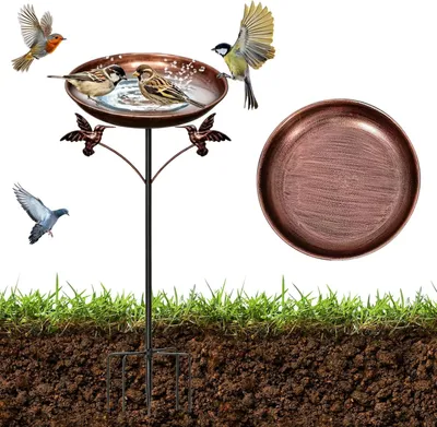 Imagen del producto de Bañera para pájaros, de pie, con una altura de 81 cm y un diámetro de 25 cm, con soporte de 5 puntos, ideal para jardín y terraza
