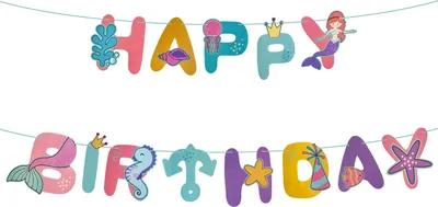 Produktbild von Oblique Unique Happy Birthday Meerjungfrau Girlande für Kinder Geburtstag Deko Meerjungfrauen Motto Party Banner Dekoration