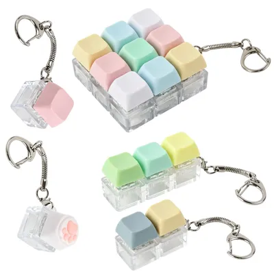 Produktbild von Tastatur-Fidget-Spielzeug – Stressabbau-Spielzeug in Tastaturform – Klicker – Stresslinderung, Schlüsselanhänger – 4 Tasten – Bunte Tasten