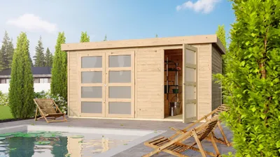 Produktbild von Karibu Gartenhaus Gerätehaus 2-Raum-Haus Mühlentrup 1 naturbelassen 404x217x211 cm